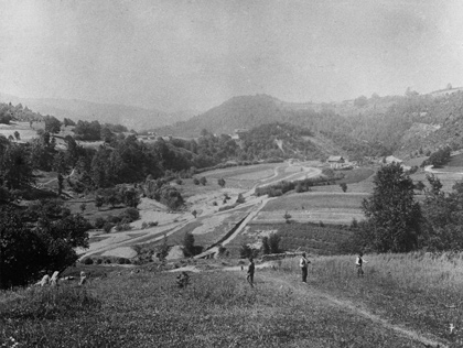 Údolí Bystřičky před stavbou přehrady
